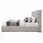 Orane Queen Bed Gray Linen & Walnut By Acme Furniture