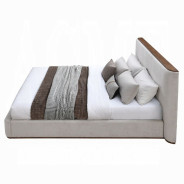Orane Queen Bed Gray Linen & Walnut By Acme Furniture