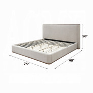 Orane Queen Bed Gray Linen & Walnut By Acme Furniture