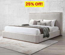 Orane Queen Bed Gray Linen & Walnut By Acme Furniture