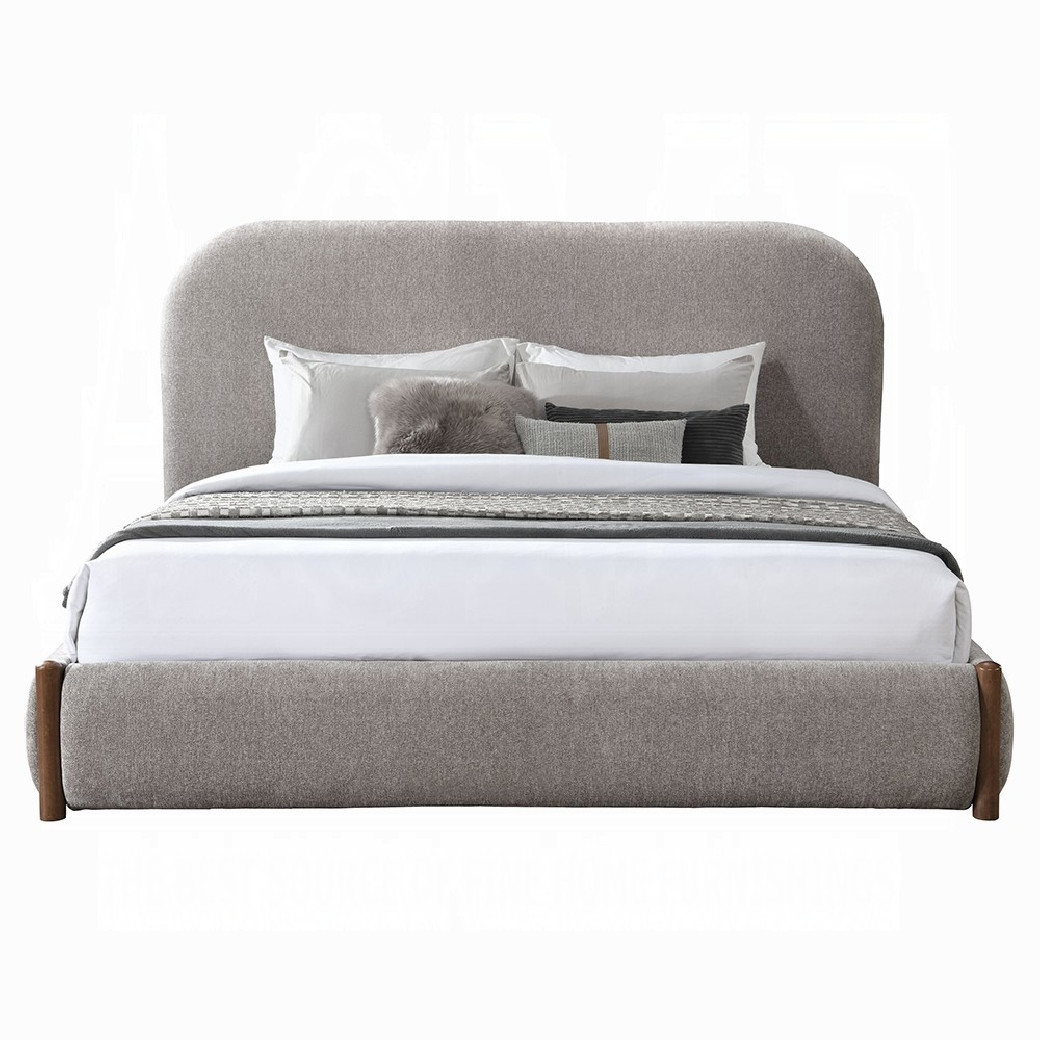 BD04592Q Ollya Queen Bed w/Storage Gray Linen & Walnut By Acme Furniture