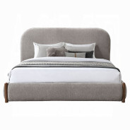 BD04592Q Ollya Queen Bed w/Storage Gray Linen & Walnut By Acme Furniture