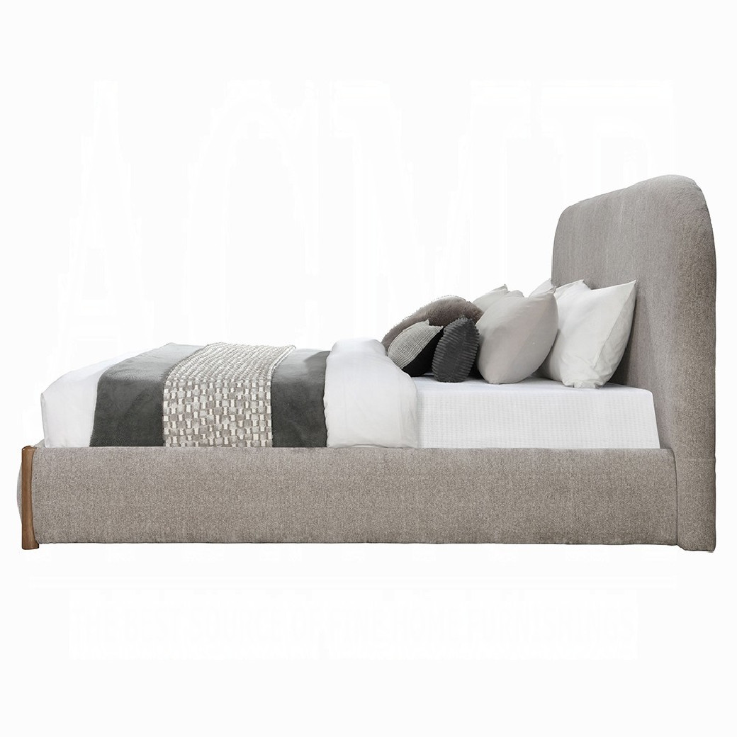 BD04592Q Ollya Queen Bed w/Storage Gray Linen & Walnut By Acme Furniture