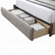 BD04592Q Ollya Queen Bed w/Storage Gray Linen & Walnut By Acme Furniture