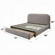 BD04592Q Ollya Queen Bed w/Storage Gray Linen & Walnut By Acme Furniture