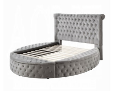 BD00967Q Gaiva Queen Bed W/Storage Gray Velvet By Acme Furniture
