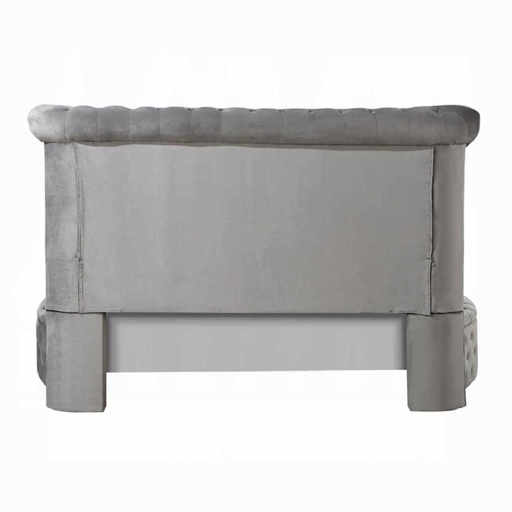 BD00967Q Gaiva Queen Bed W/Storage Gray Velvet By Acme Furniture