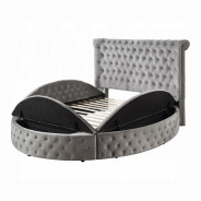 BD00967Q Gaiva Queen Bed W/Storage Gray Velvet By Acme Furniture