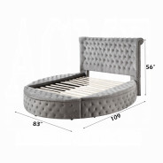 BD00967Q Gaiva Queen Bed W/Storage Gray Velvet By Acme Furniture