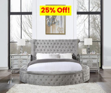 BD00967Q Gaiva Queen Bed W/Storage Gray Velvet By Acme Furniture