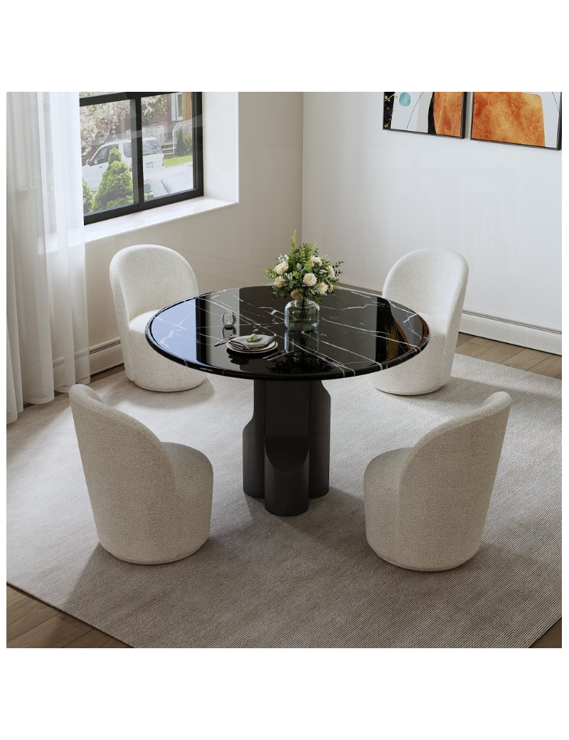 DN04795 5PC Dining Set Natural Italian Black Marble Top Kinton Collection Contemporary Style  By Acme Furniture