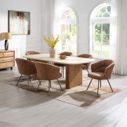 DN04755 7PC Dining Set Brown & Natural Finish Lidi Collection Contemporary Style by Acme Furniture