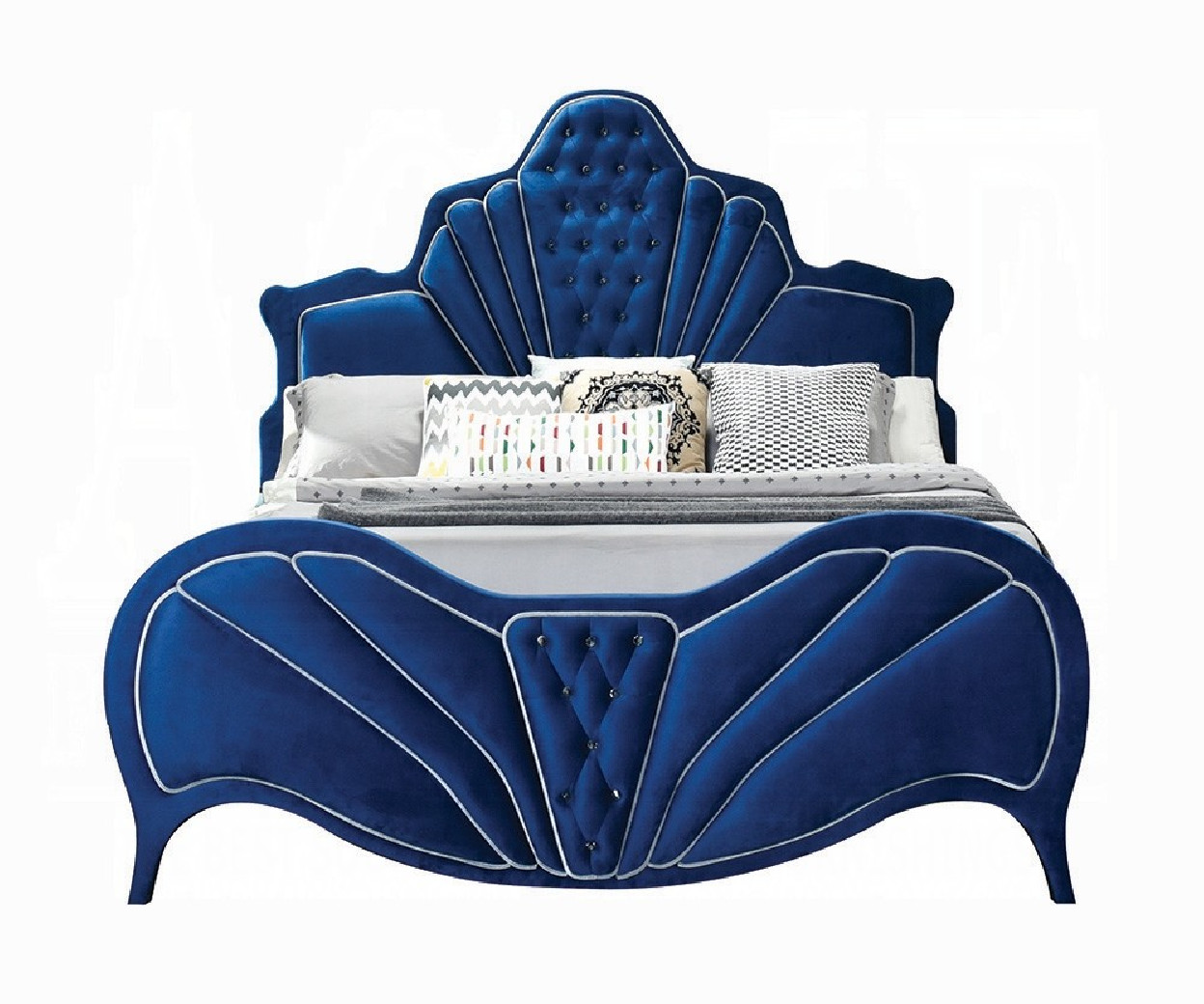 24217EK Blue Velvet EK Bed Dante Collection By Acme Furniture