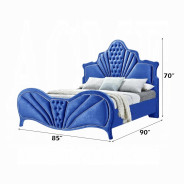 24217EK Blue Velvet EK Bed Dante Collection By Acme Furniture