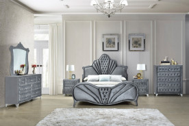 24230Q Gray Velvet Queen Bed Dante Collection By Acme Furniture