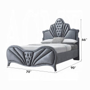 24230Q Gray Velvet Queen Bed Dante Collection By Acme Furniture
