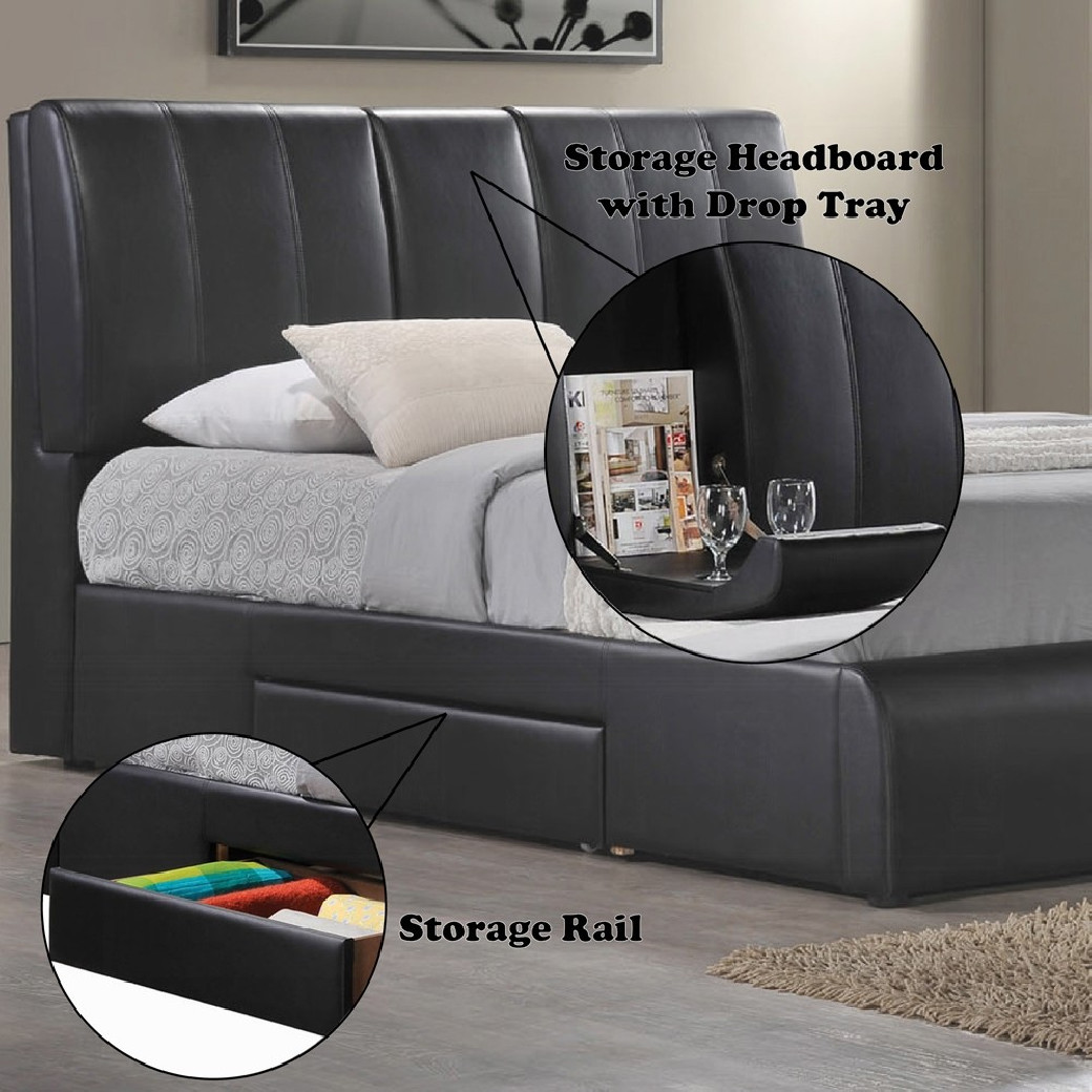 21266EK Black Leatherette Kofi EK Bed W/Storage by Acme Furniture