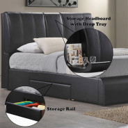 21266EK Black Leatherette Kofi EK Bed W/Storage by Acme Furniture