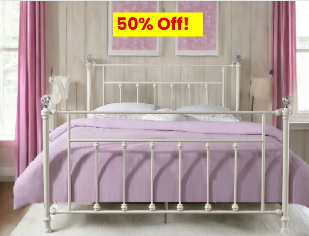 BD00133F Comet White Full Bed Metal, Acrylic By Acme Furniture