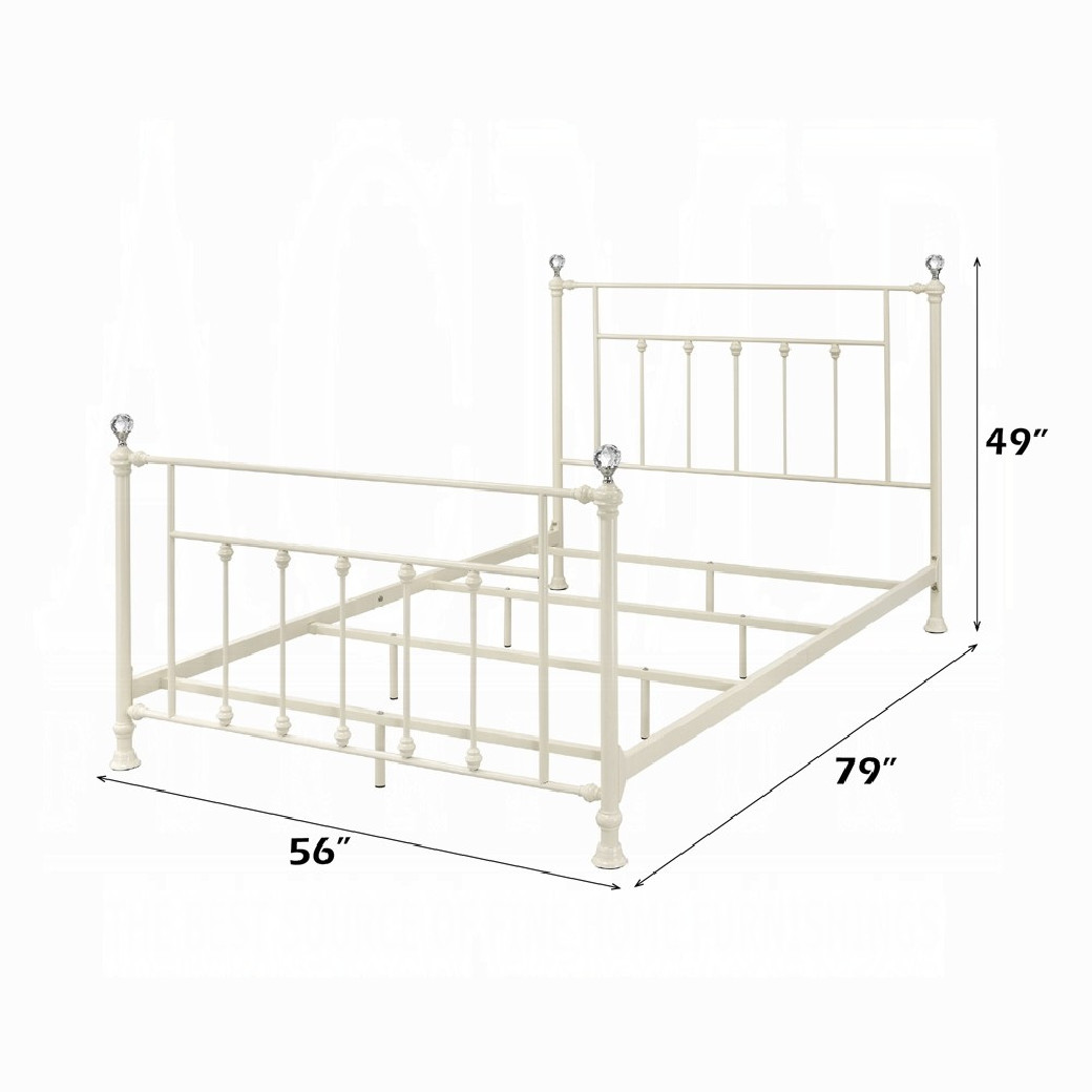 BD00133F Comet White Full Bed Metal, Acrylic By Acme Furniture