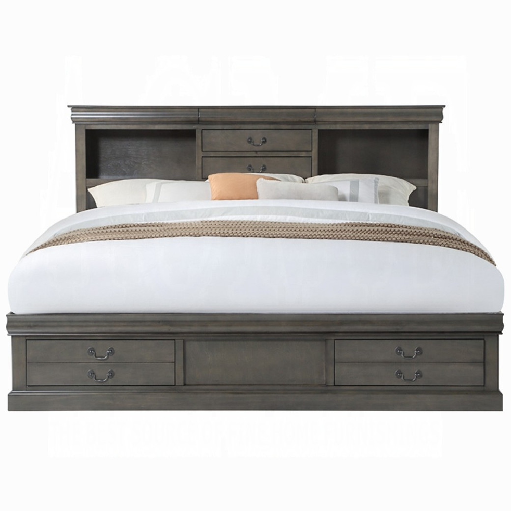 24930Q Louis Philippe III Queen Bed W/Storage  Dark Gray Finish By Acme Furniture