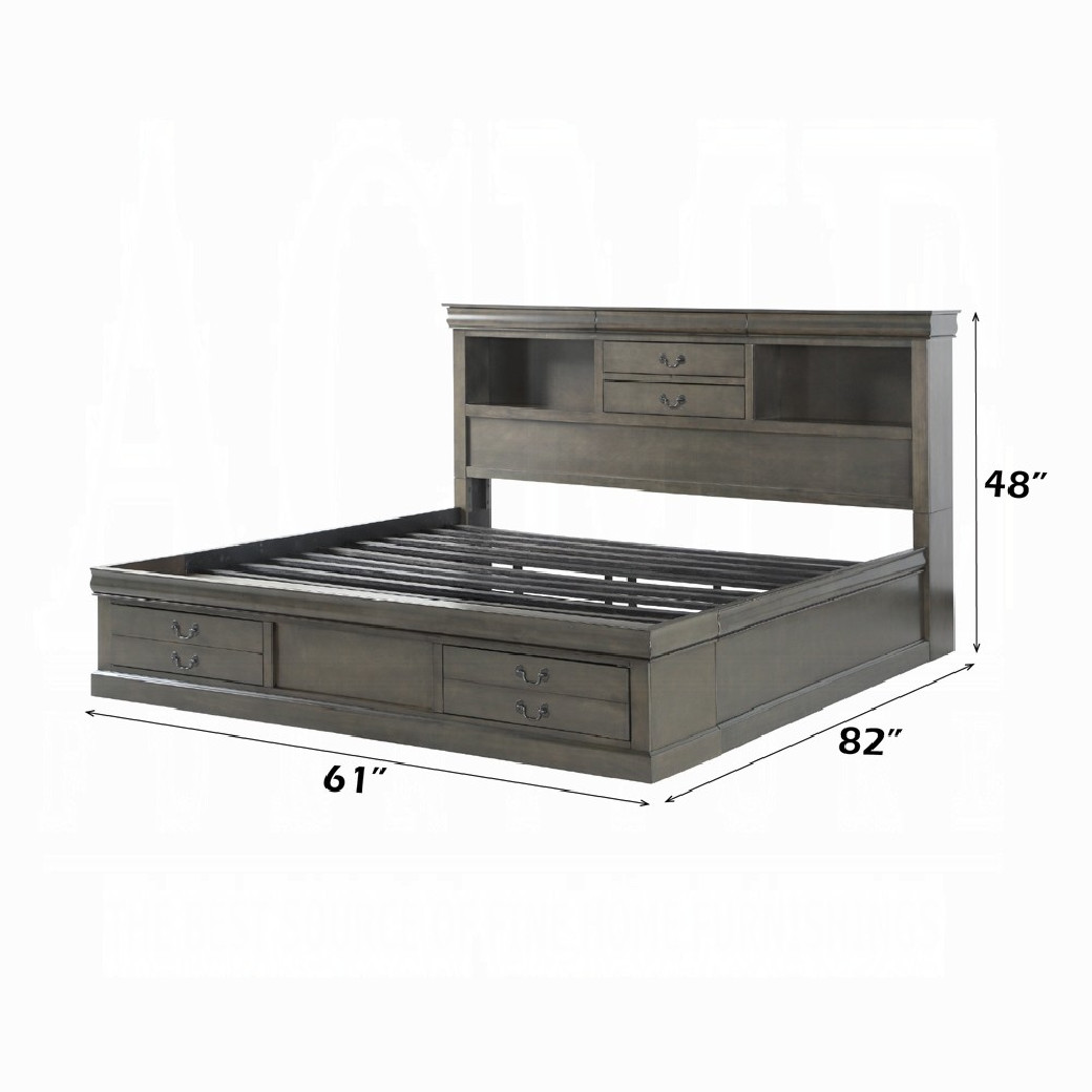 24930Q Louis Philippe III Queen Bed W/Storage  Dark Gray Finish By Acme Furniture