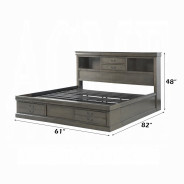 24930Q Louis Philippe III Queen Bed W/Storage  Dark Gray Finish By Acme Furniture