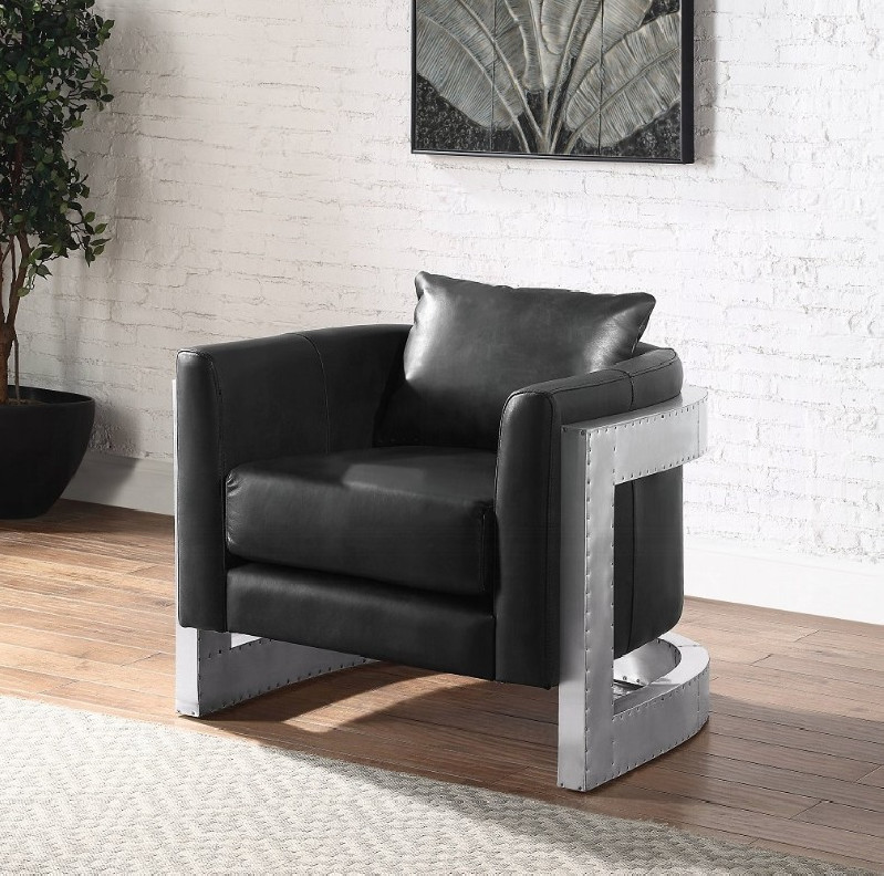 AC01986 Betla Accent Chair Black Top Grain Leather by Acme Furniture