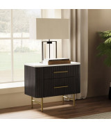 BD04092Q Clayten Queen Bed Beige Linen & Espresso Mid-Century Modern Style By Acme Furniture