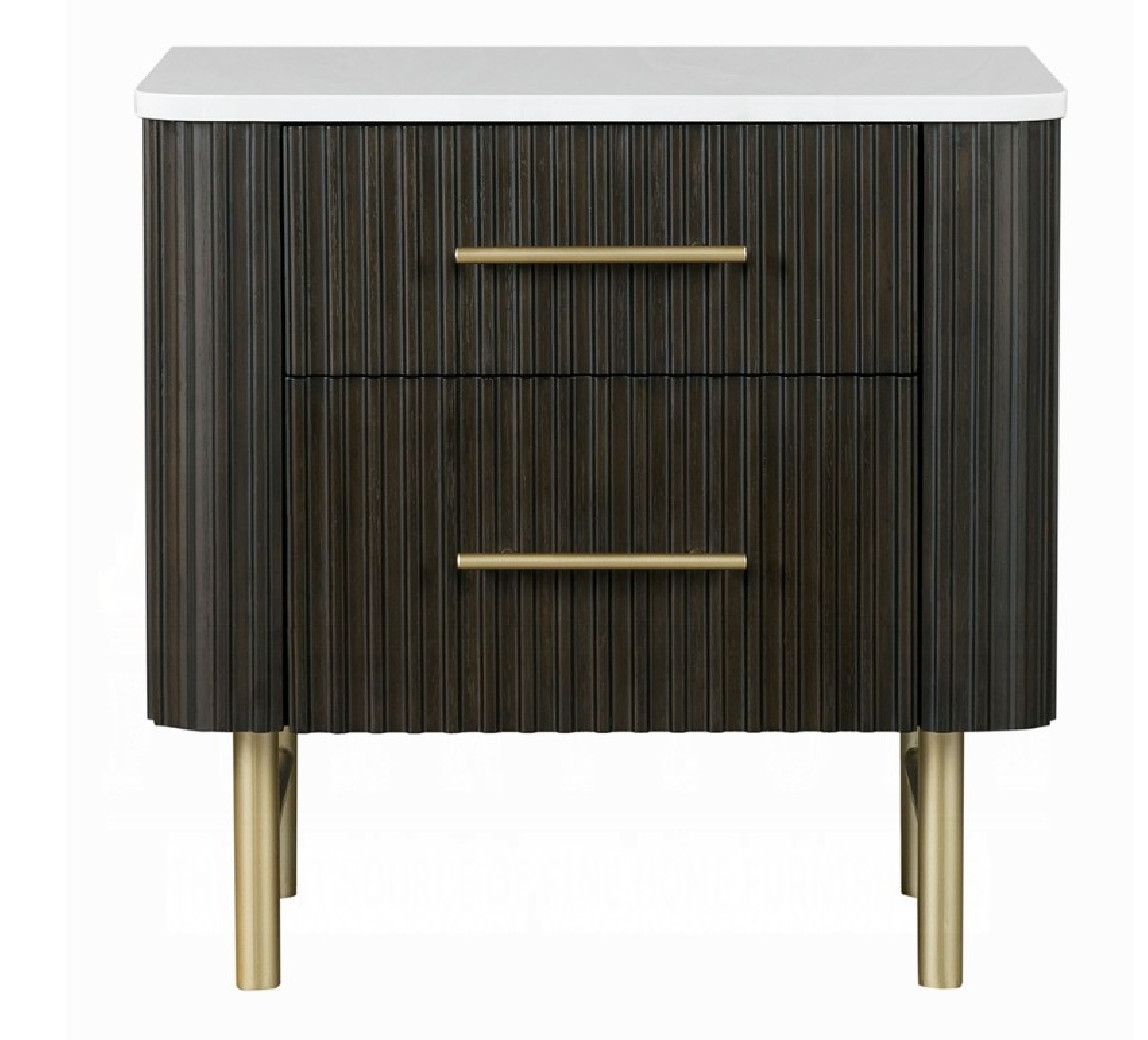 BD04092Q Clayten Queen Bed Beige Linen & Espresso Mid-Century Modern Style By Acme Furniture