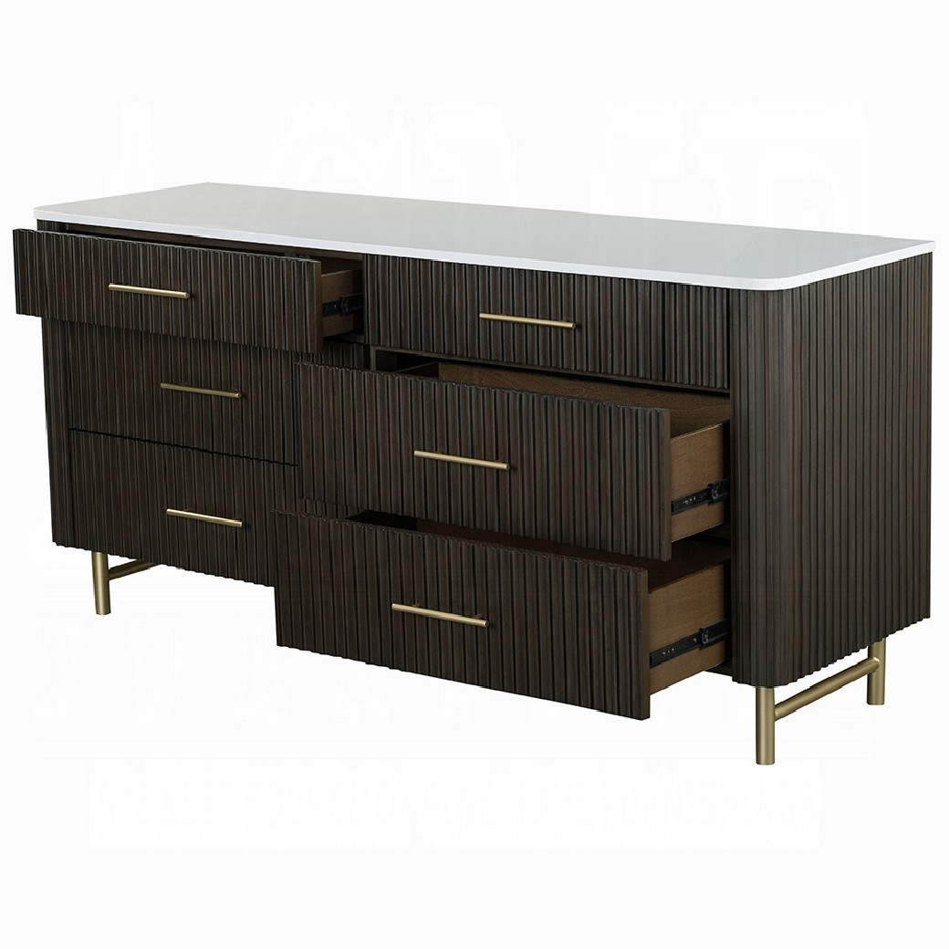 BD04092Q Clayten Queen Bed Beige Linen & Espresso Mid-Century Modern Style By Acme Furniture