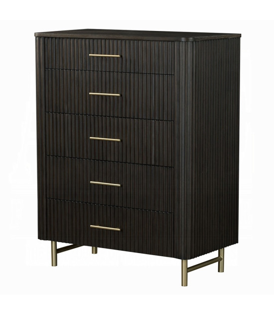 BD04092Q Clayten Queen Bed Beige Linen & Espresso Mid-Century Modern Style By Acme Furniture