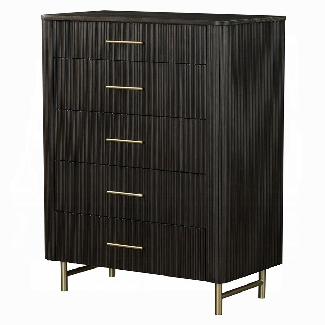 BD04092Q Clayten Queen Bed Beige Linen & Espresso Mid-Century Modern Style By Acme Furniture