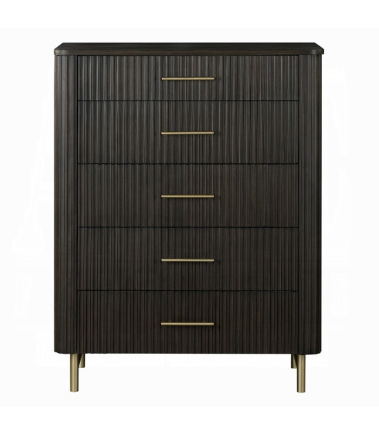 BD04092Q Clayten Queen Bed Beige Linen & Espresso Mid-Century Modern Style By Acme Furniture