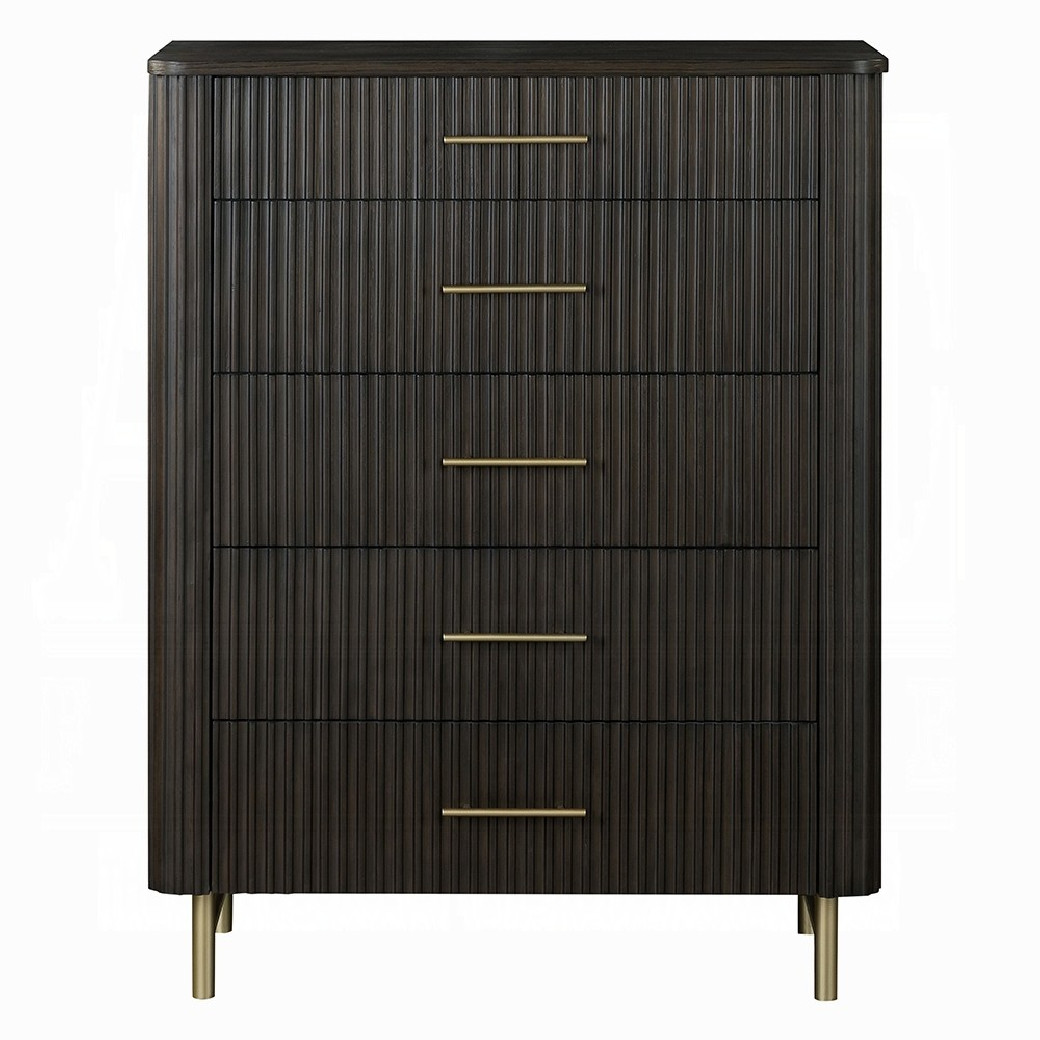 BD04092Q Clayten Queen Bed Beige Linen & Espresso Mid-Century Modern Style By Acme Furniture