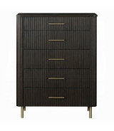 BD04092Q Clayten Queen Bed Beige Linen & Espresso Mid-Century Modern Style By Acme Furniture