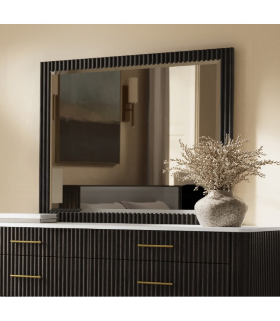 BD04092Q Clayten Queen Bed Beige Linen & Espresso Mid-Century Modern Style By Acme Furniture