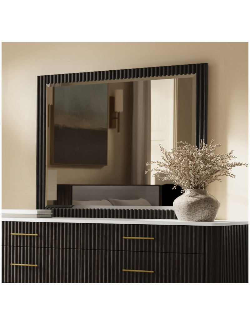 BD04092Q Clayten Queen Bed Beige Linen & Espresso Mid-Century Modern Style By Acme Furniture