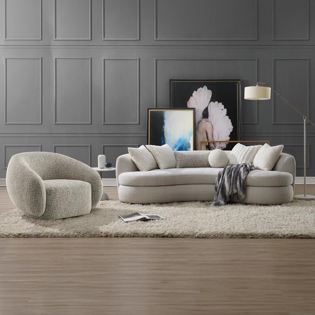 LV02542 Beige Boucle Iniko Sofa W/6 Pillows By Acme Furniture