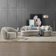 LV02542 Beige Boucle Iniko Sofa W/6 Pillows By Acme Furniture