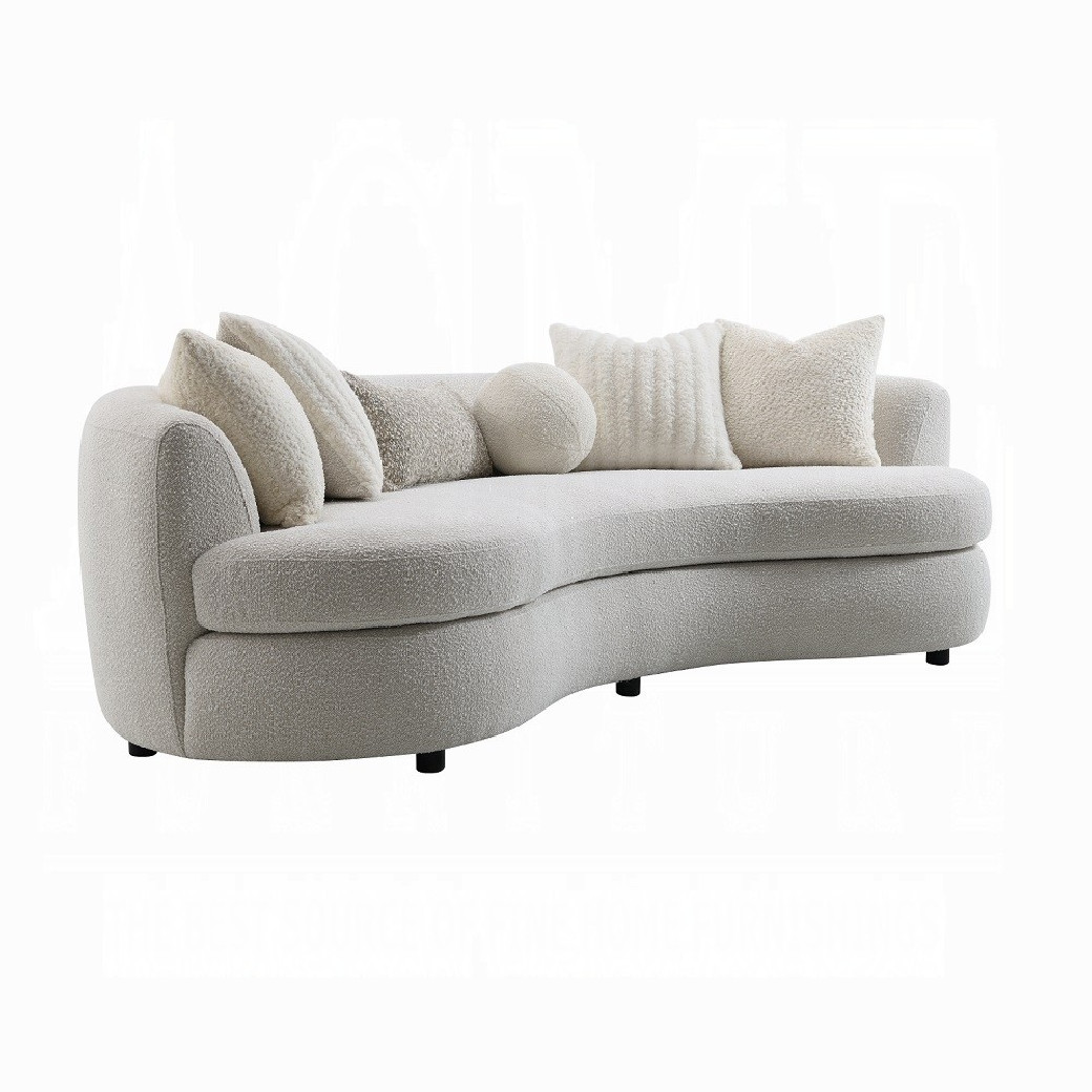LV02542 Beige Boucle Iniko Sofa W/6 Pillows By Acme Furniture