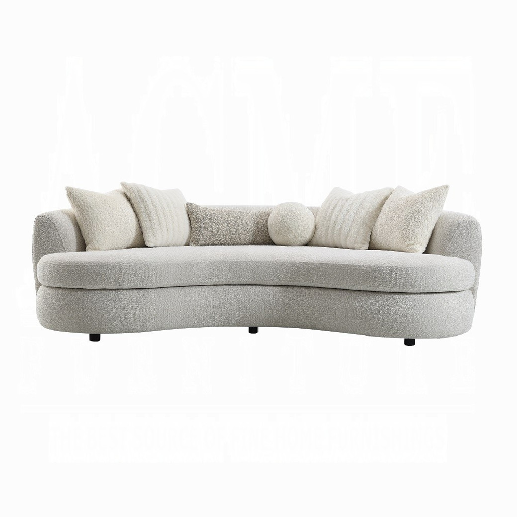 LV02542 Beige Boucle Iniko Sofa W/6 Pillows By Acme Furniture
