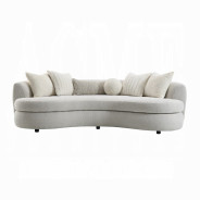 LV02542 Beige Boucle Iniko Sofa W/6 Pillows By Acme Furniture