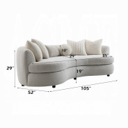 LV02542 Beige Boucle Iniko Sofa W/6 Pillows By Acme Furniture