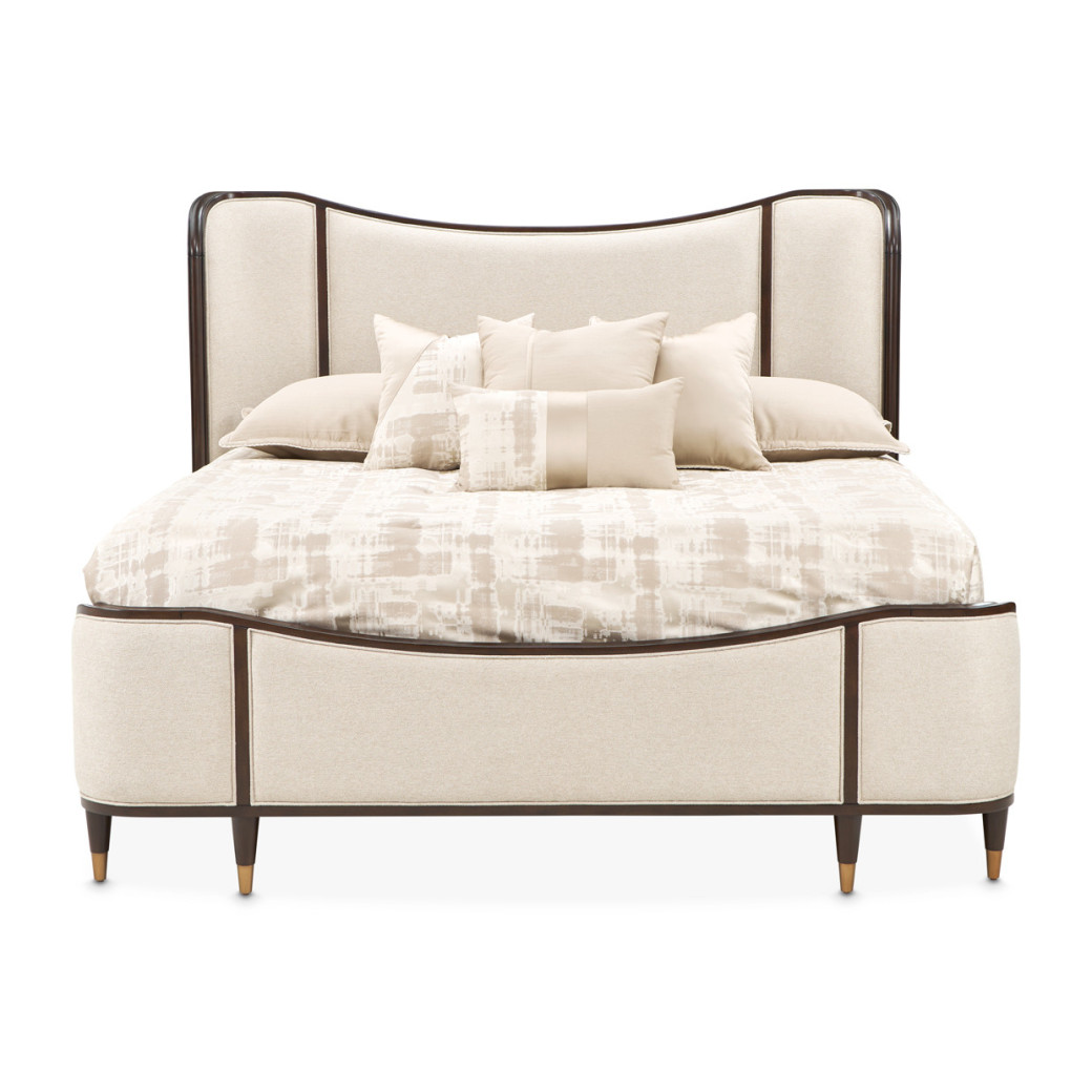 Camellia Field Upholstered Queen Bed - Warm Pecan By Michael Amini N9090000QN3-400