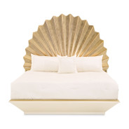 Eastern King Fan Bed Gold Leaf Finish Fantosini gold Collection By Michael Amini 9091000EK3-836