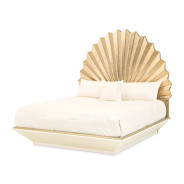 Eastern King Fan Bed Gold Leaf Finish Fantosini gold Collection By Michael Amini 9091000EK3-836