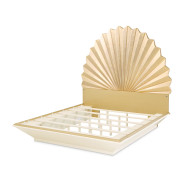 Eastern King Fan Bed Gold Leaf Finish Fantosini gold Collection By Michael Amini 9091000EK3-836