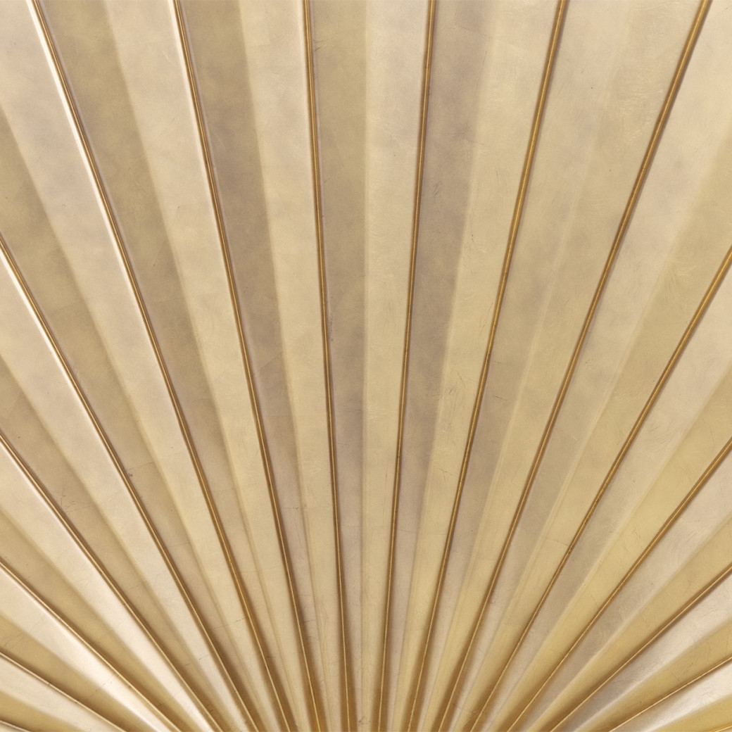 Eastern King Fan Bed Gold Leaf Finish Fantosini gold Collection By Michael Amini 9091000EK3-836