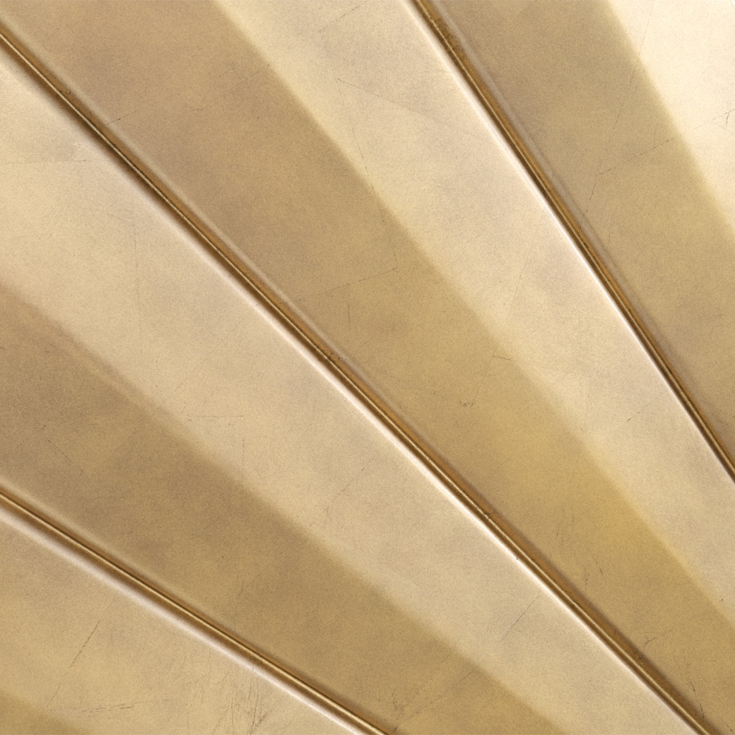 Eastern King Fan Bed Gold Leaf Finish Fantosini gold Collection By Michael Amini 9091000EK3-836